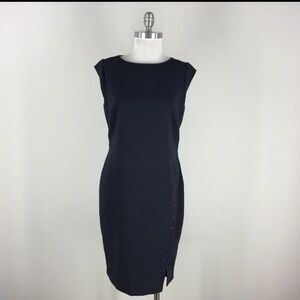 The Limited Luxe Black Hardware Side Slit Sheath Dress Sz 8